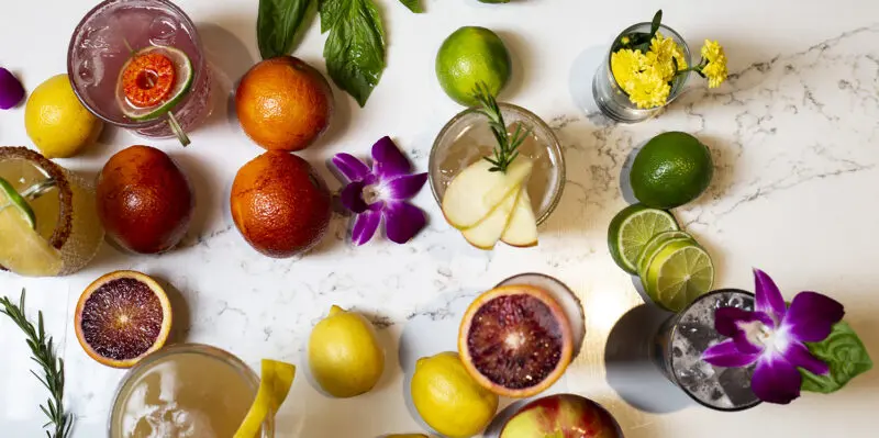 Drink photography of a garnished beverage sat a restaurant in Arkansas.