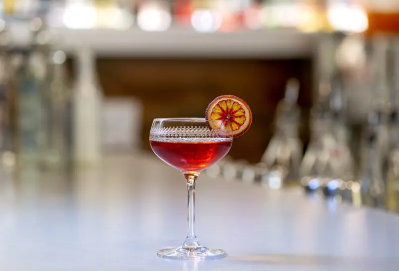 Drink photography of a garnished beverage at a restaurant in Arkansas.