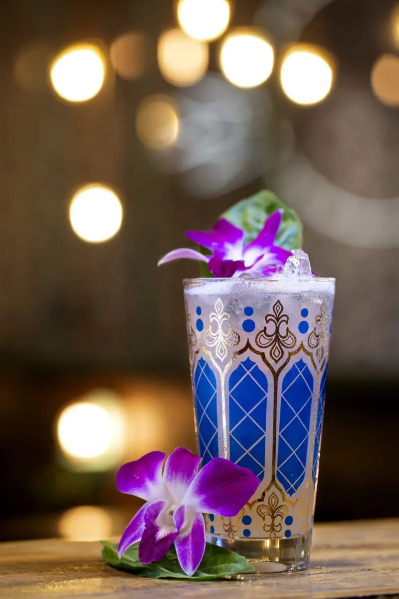 Drink photography of a garnished beverage at a restaurant in Arkansas.