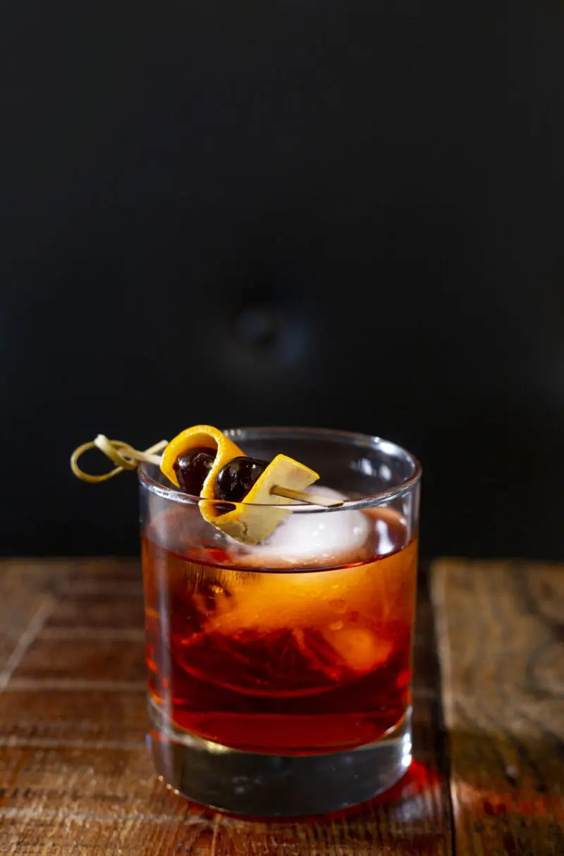 Drink photography of an old fashioned at a restaurant in Arkansas.