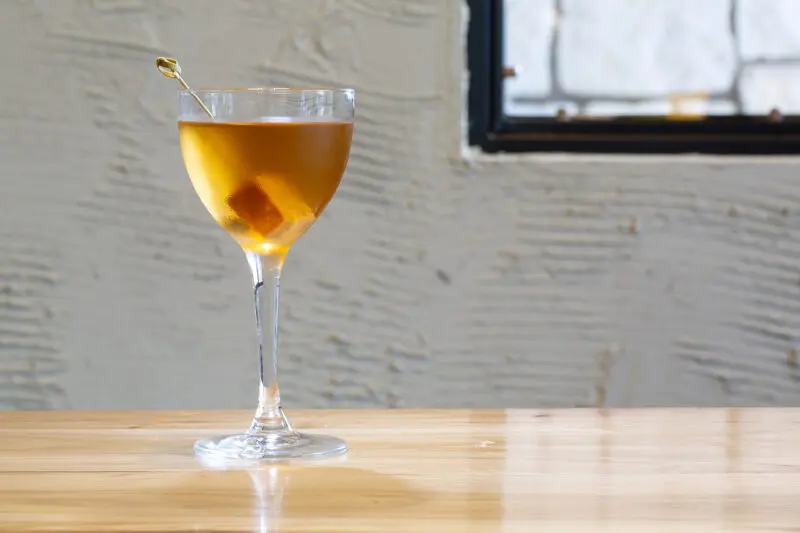 Drink photography of a garnished beverage at a restaurant in Arkansas.