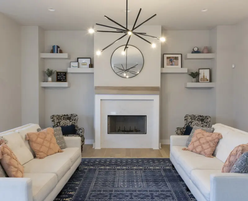 Interior photo of a living room with two couches.