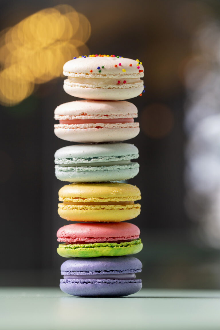 A colorful stack of macaroons