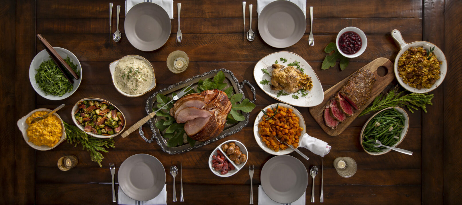 Commercial photography of a holiday dinner table